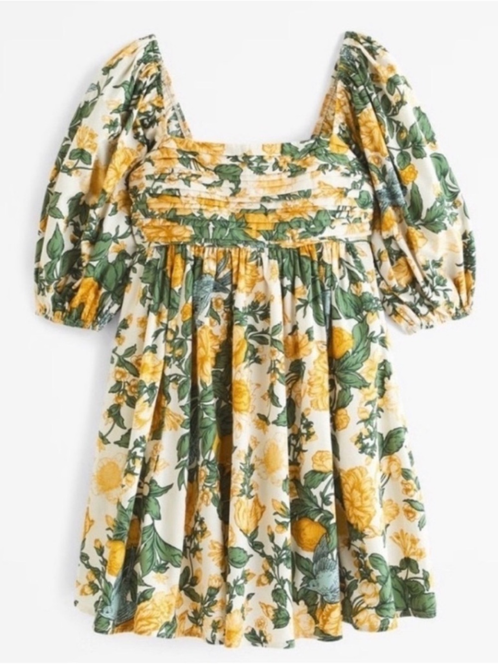 Abercrombie & Fitch Yellow and Green Floral Mini Dress